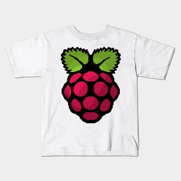 Raspberry Pi Pixel Logo Kids T-Shirt by gigapixels